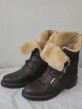Rag&Bone ,Classic Shearling-Lined Brown Leather Ankle Boots Size 38